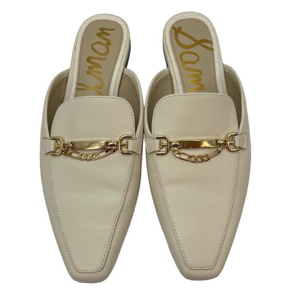 Sam Edelman 6 Evelan Chain Loafer Mule Cream - Picture 4 of 9